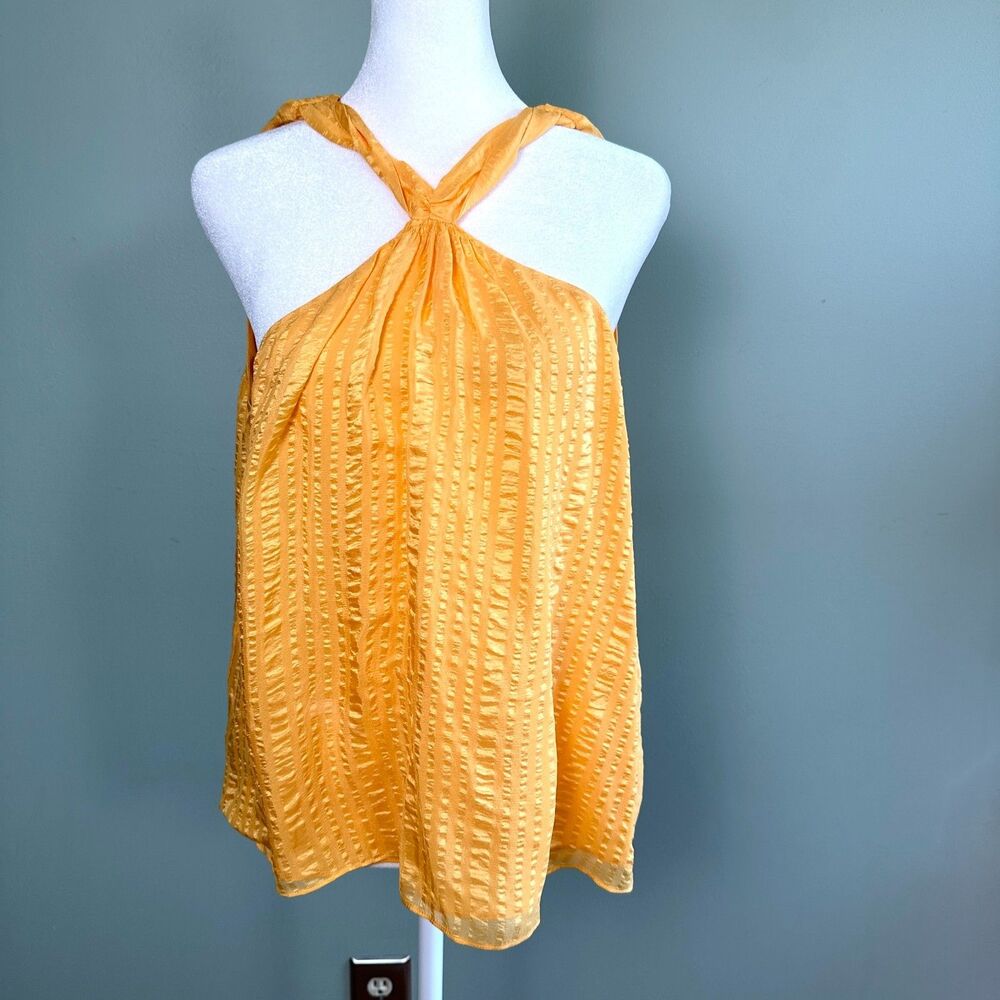 Frame Silk Halter Top Womens Medium Yellow Sleeveless Tank Colorful Fairy